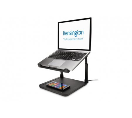 Podstawka Kensington SmartFit® pod laptopa z bezprzewodową podkładką do ładowania telefonu, czarna